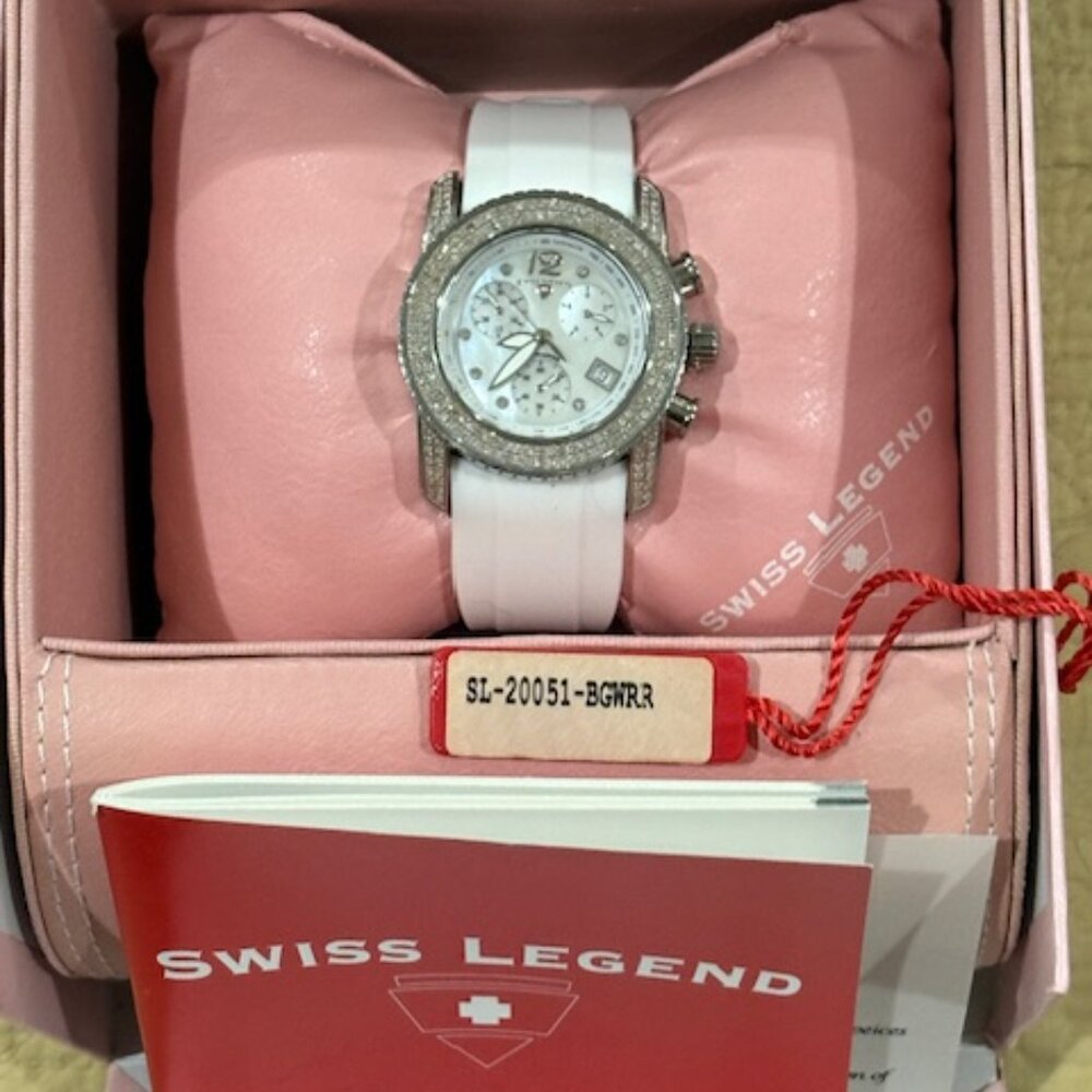 Swiss Legend Unisex White Commander Chronograph Diamond Watch  Model SL-20051